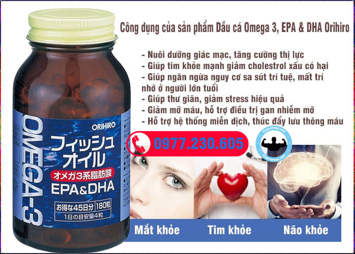 Công dụng Dầu cá Omega 3 Orihiro